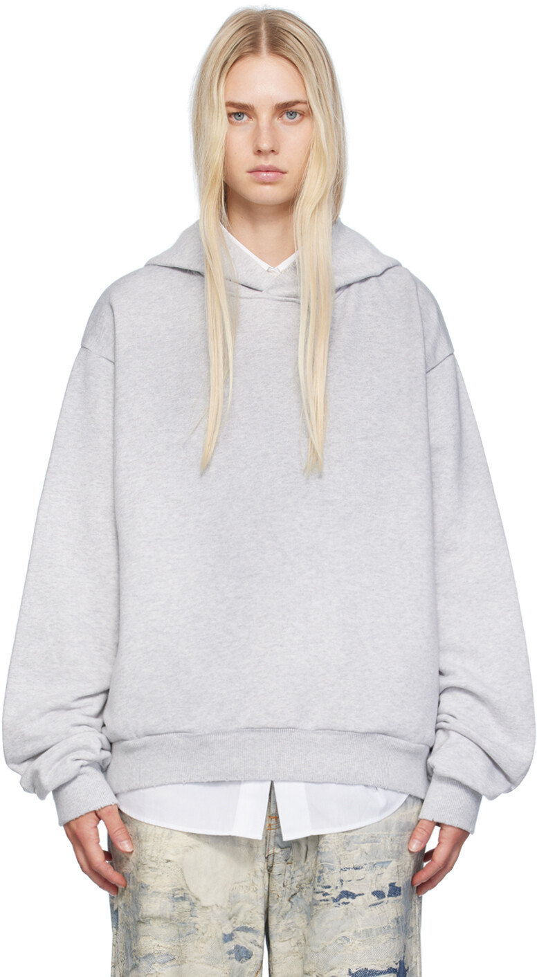 

Серая толстовка с капюшоном с принтом Acne Studios, Pale gray melange
