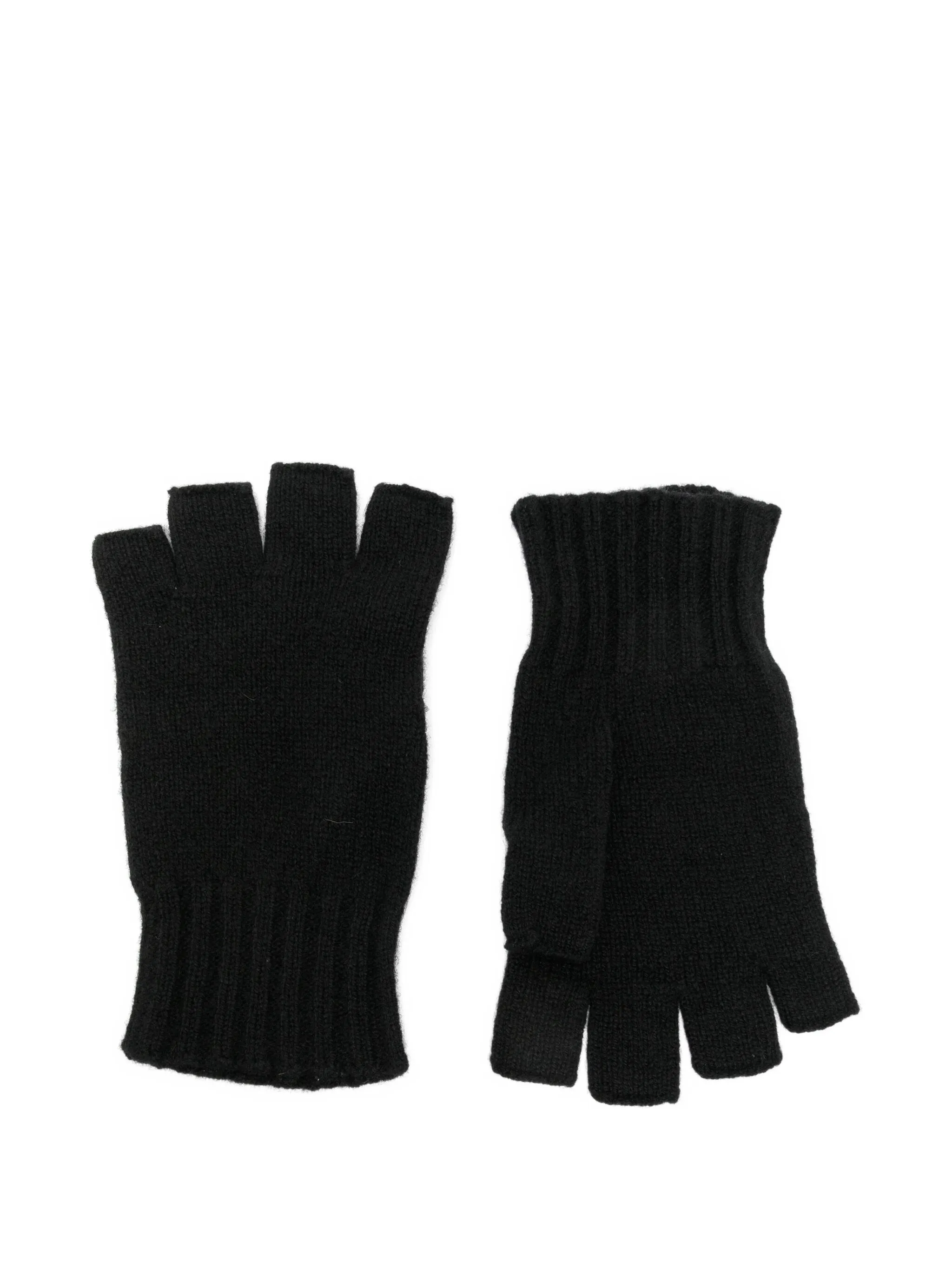 

Шерстяные перчатки-митенки John Smedley, черный