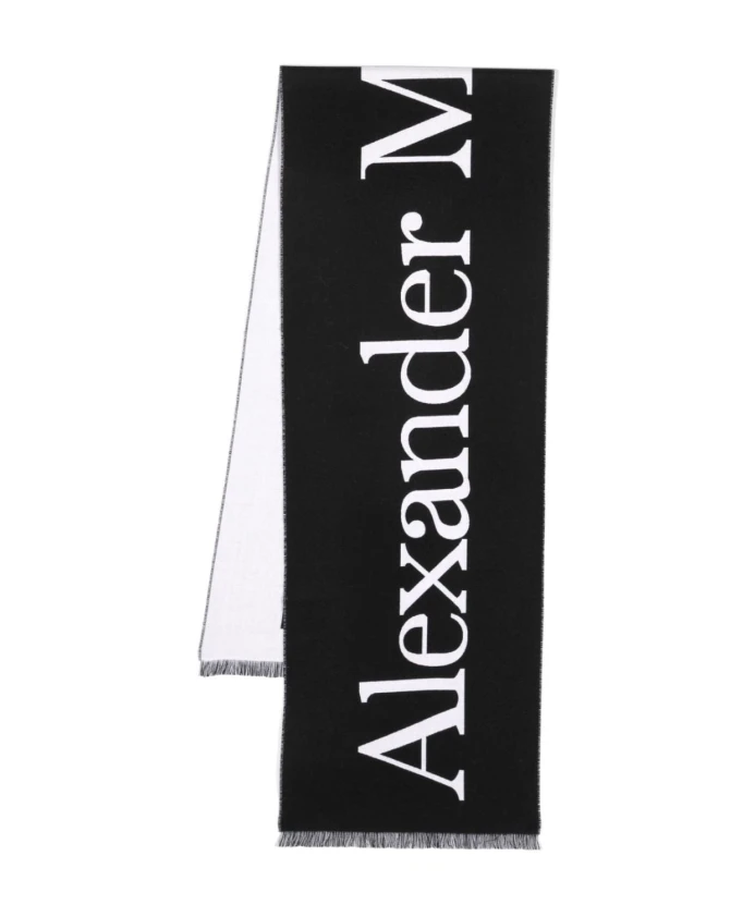 

Шарф с логотипом R и контрастным фраппе Alexander Mcqueen, черный