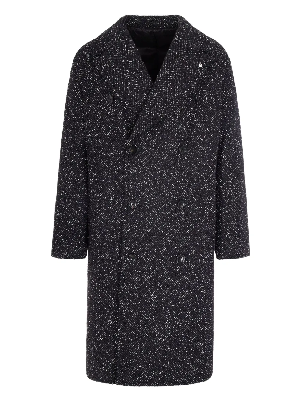 

Двубортное пальто из твида (елочка) L.B.M. 1910, черный