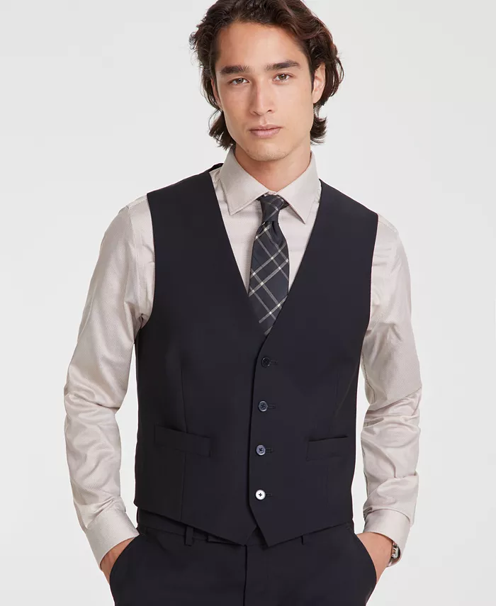 

Мужской жилет из смесовой шерсти с бесконечной растяжимостью Slim-Fit Calvin Klein, черный