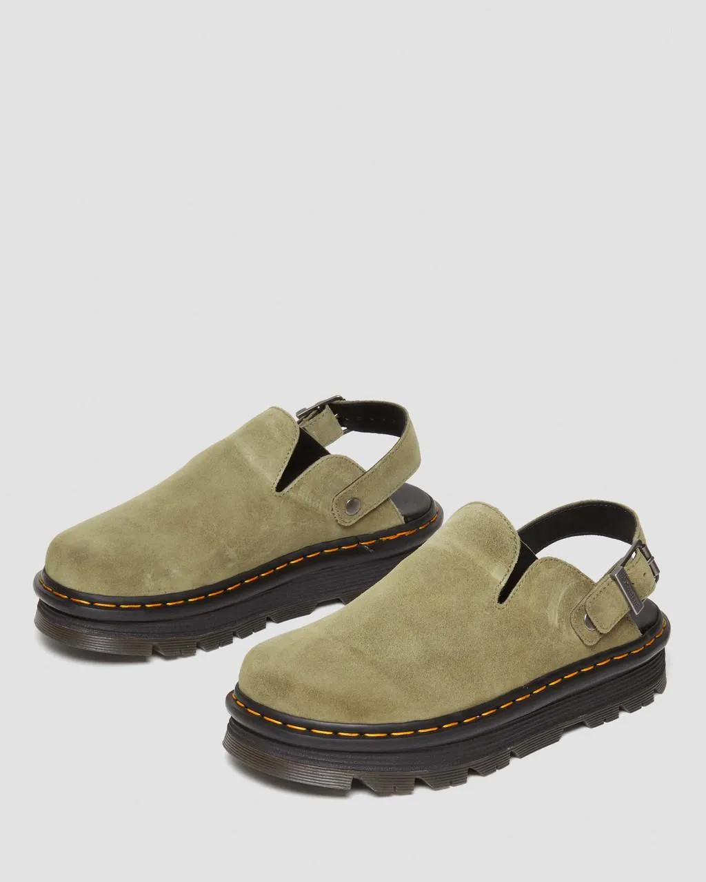 Замшевые мюли на платформе с ремешком на пятке Dr. Martens Zebzag, цвет Muted Olive — E.H.Suede — фото 3