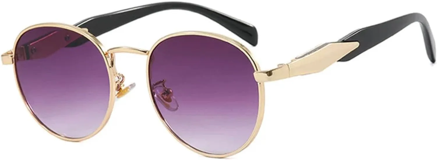 

Солнцезащитные очки в металлической оправе прямоугольной формы для мужчин, роскошные, в стиле ретро, ​​женские, с защитой от УФ-излучения UV400 VFDHN, Gold-purple