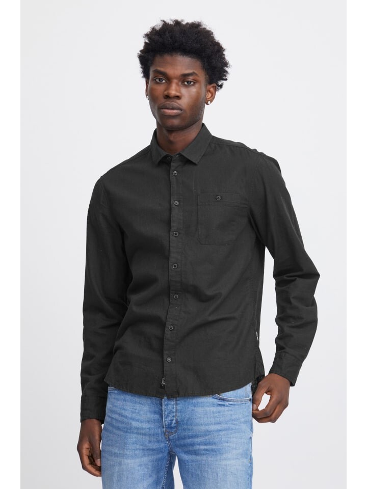 

Рубашка BLEND Langarmhemd BHShirt 20716367 Shirt aus Leinenmix, черный