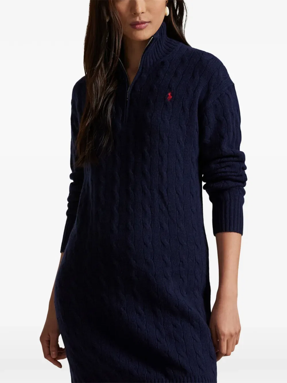 Мини-платье с косами и застежкой-молнией Polo Ralph Lauren, синий — фото 4