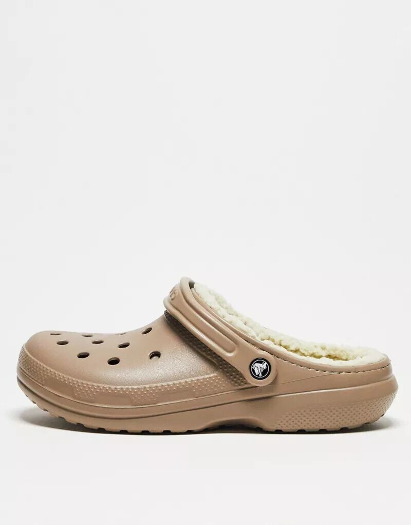 Классические сабо унисекс Crocs на подкладке цвета гриб/кость