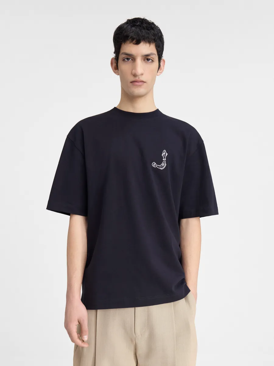 

Футболка с вышитым логотипом Fisherman Меру Jacquemus, темно-синий