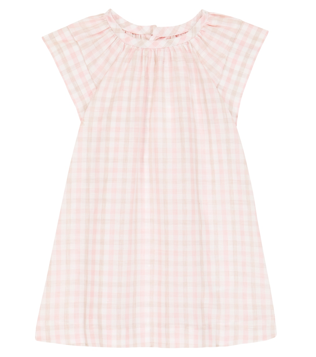 

Платье в клетку из хлопка и льна Bonpoint, Dusky Pink