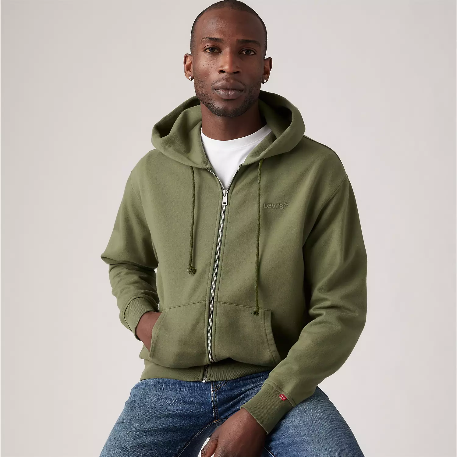 

Аутентичная толстовка с застежкой-молнией Levi's, цвет Moss Olive - Green