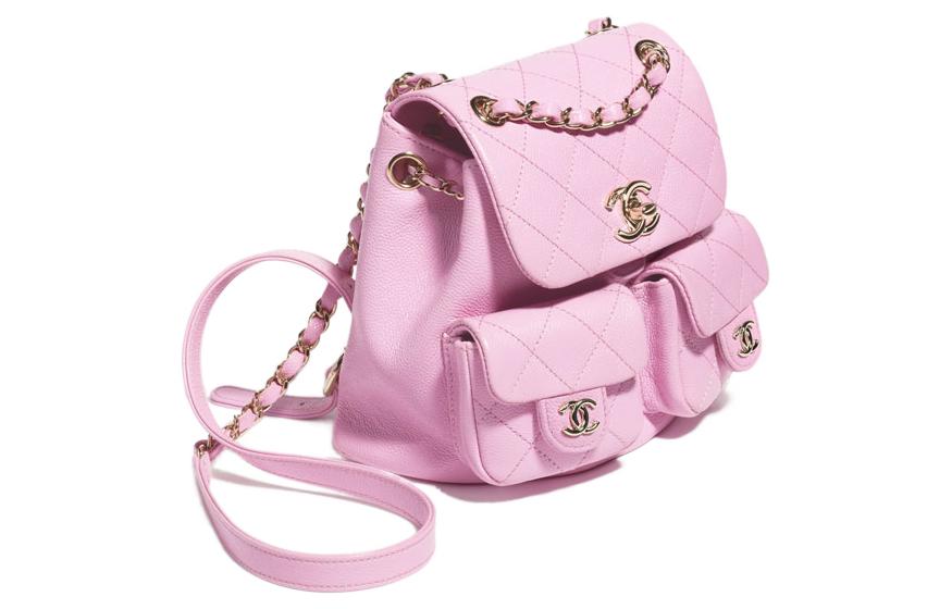 CHANEL Розовый женский рюкзак из зерненой телячьей кожи — фото 2