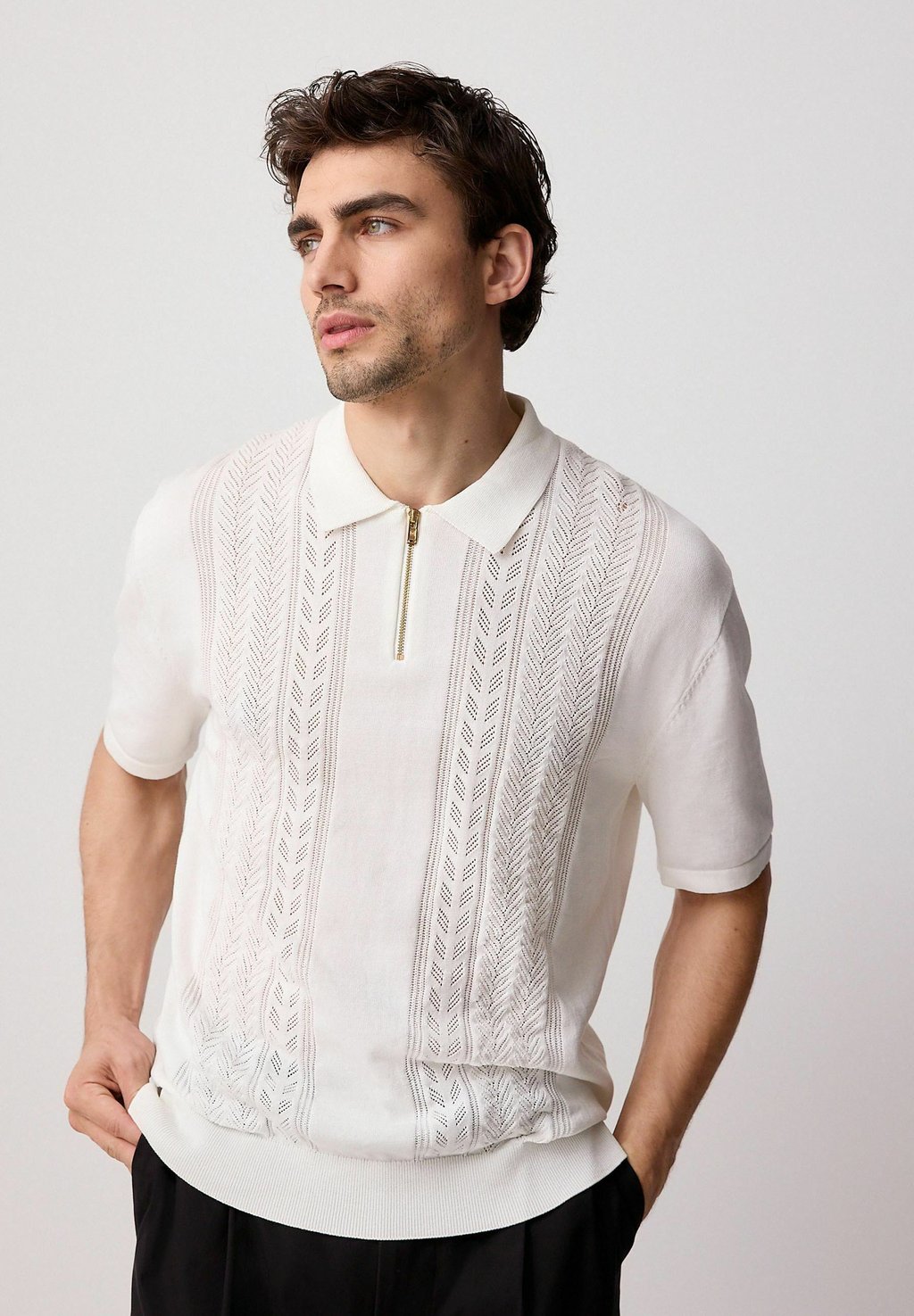 

Рубашка поло REGULAR FIT-SHORT SLEEVE POINTELLE QUARTER Next, белый