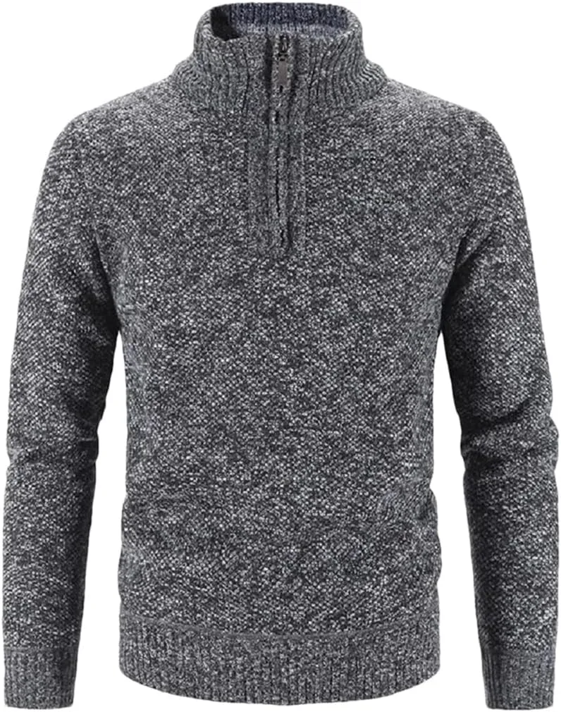 

Мужской флисовый толстый полузастегивающийся шерстяной свитер с воротником стойкой