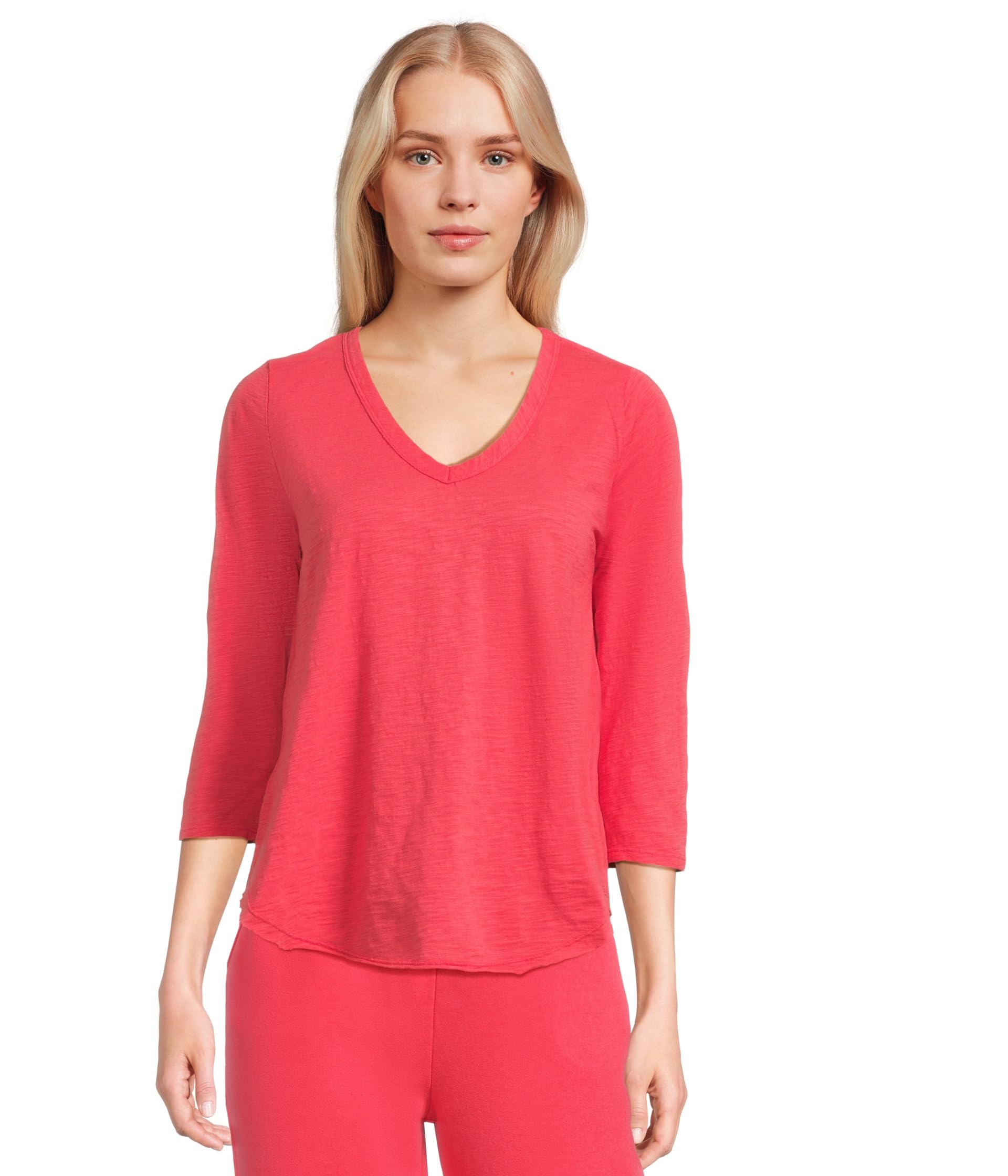 

Футболка Mod-o-doc 3/4 Sleeve V-Neck Tee With Curved Hem, Glazed Cherry