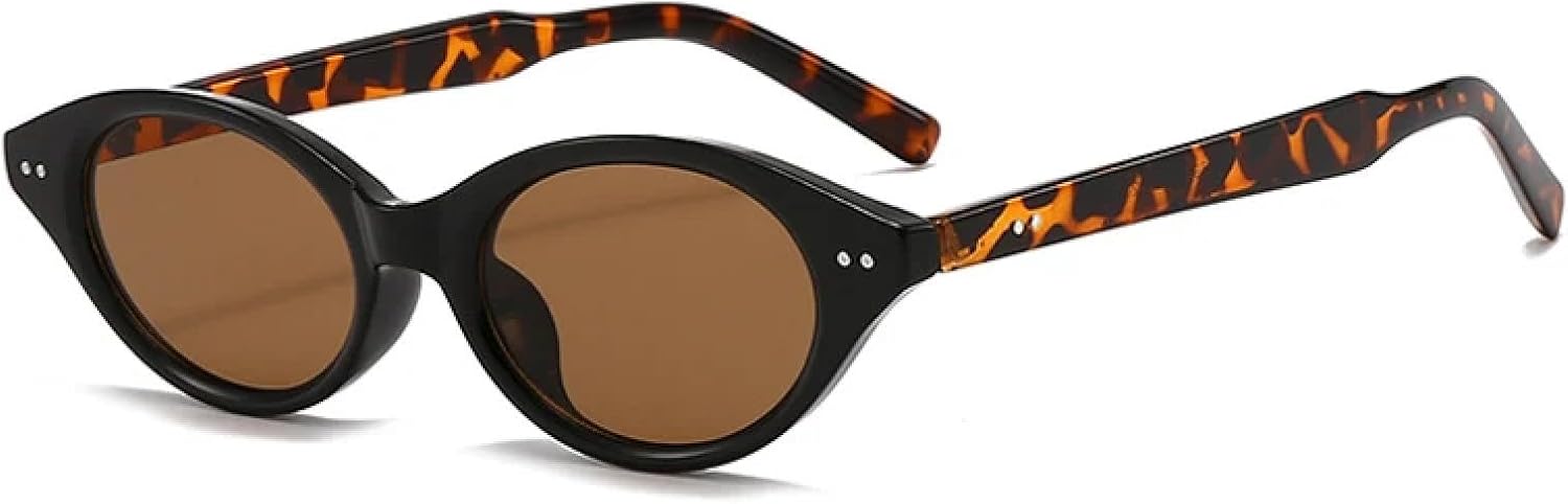 

Модные маленькие солнцезащитные очки «кошачий глаз» для женщин, ретро-очки с заклепками, солнцезащитные очки UV400 для мужчин, трендовые солнцезащитные очки с овальными линзами цвета зеленого чая TVTBBVV, Black Leopard Tea