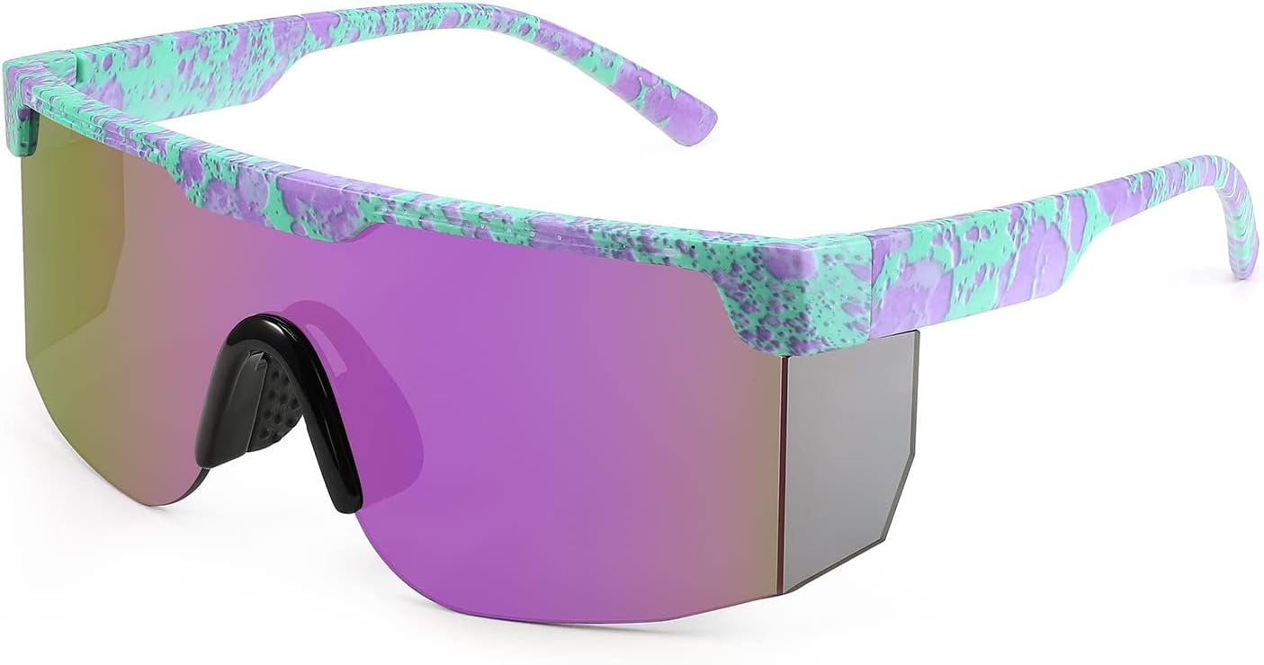 

Солнцезащитные очки Karsaer Vision в стиле ретро 80-х и 90-х годов, полуободковые, с неоновым козырьком и радужными линзами, для мужчин и женщин, Purple Frme Pureple Lens