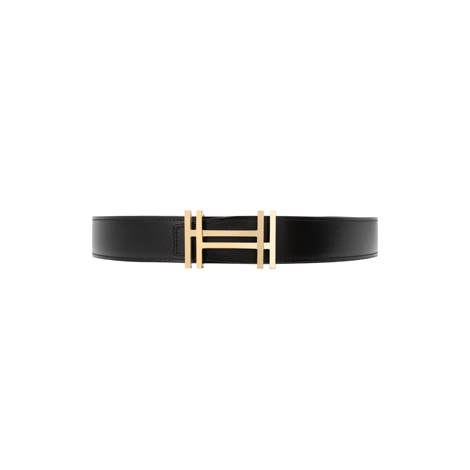 HERMES Ремень мужской реверсивный с золотой пряжкой, Black Box — фото 4
