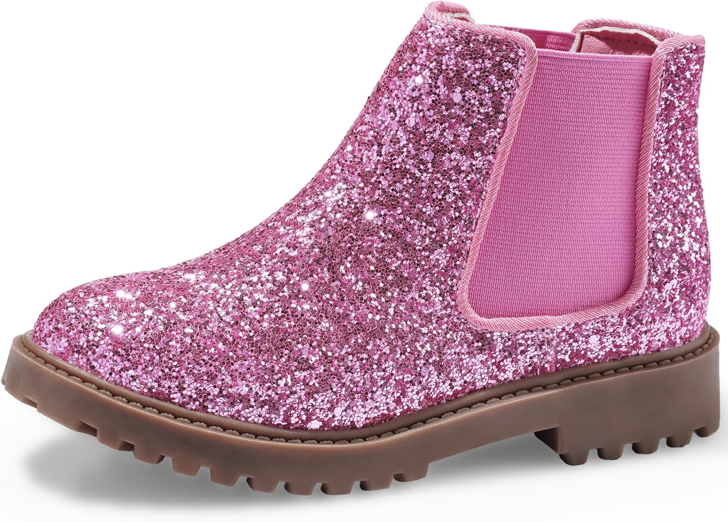 

Детские ботинки Harvest Land для девочек, утепленные ботильоны с боковой молнией, низкий каблук, короткие зимние ботинки, противоскользящие, для малышей и старших детей, Pink-Glitter