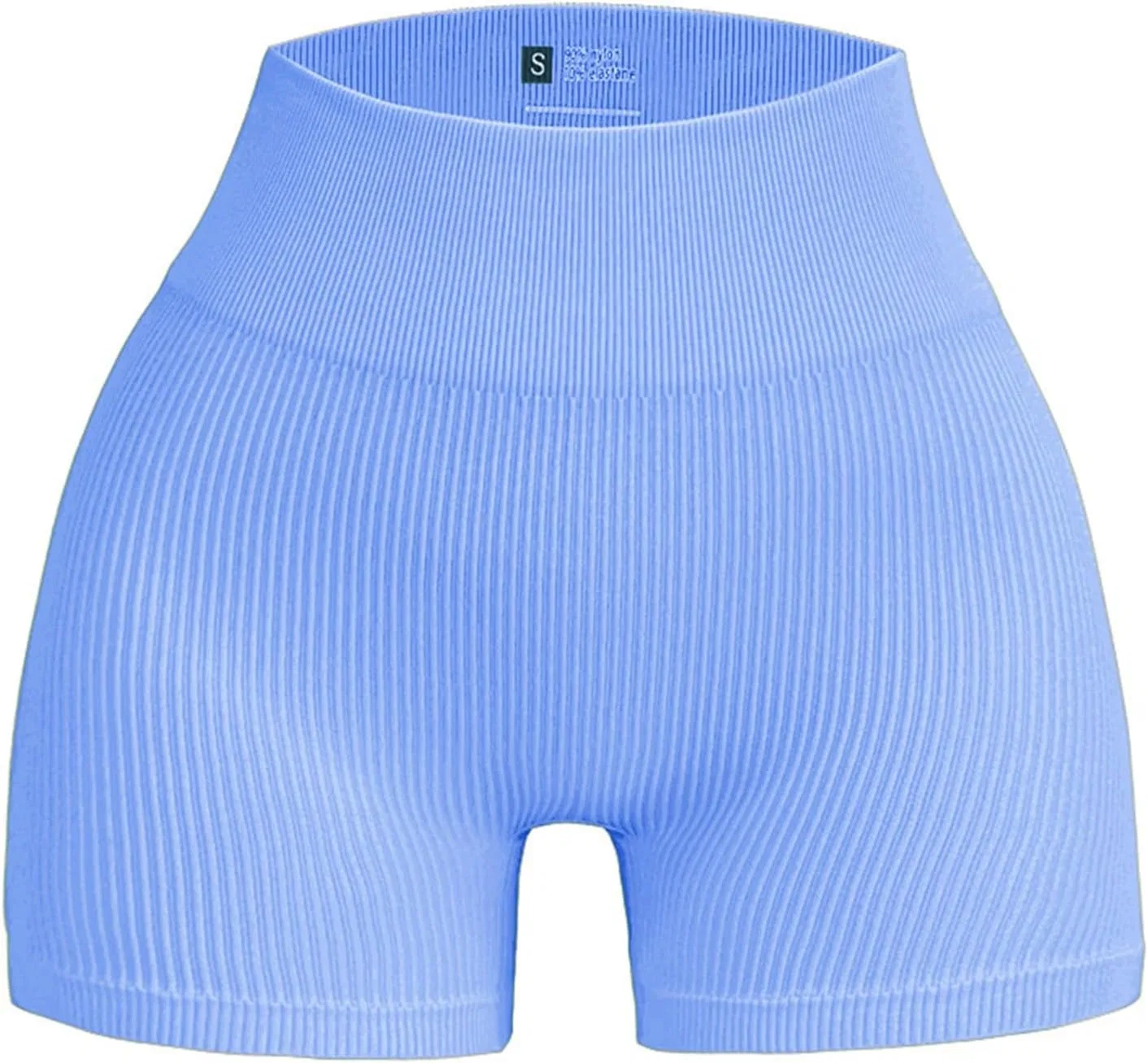 Велосипедки женские с высокой талией, Ribbed, Light Blue — фото 4