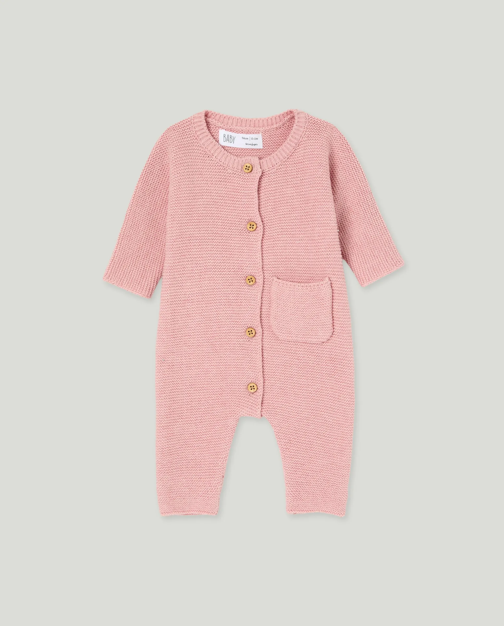 

Длинный гладкий трикотажный комбинезон для девочки Baby El Corte Inglés, розовый