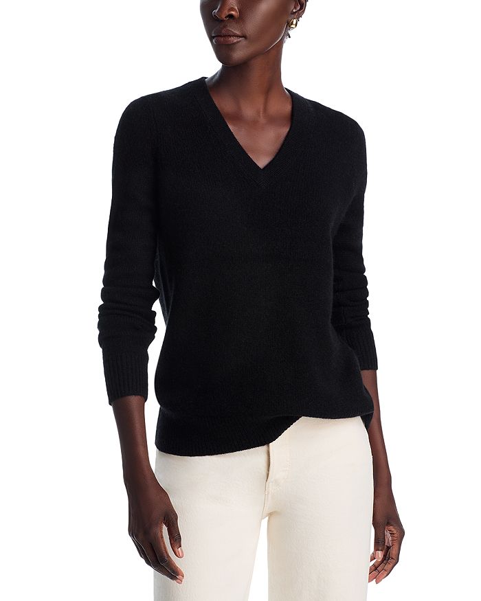 

Кашемировый свитер с V-образным вырезом - эксклюзивная модель C by Bloomingdale's Cashmere, черный