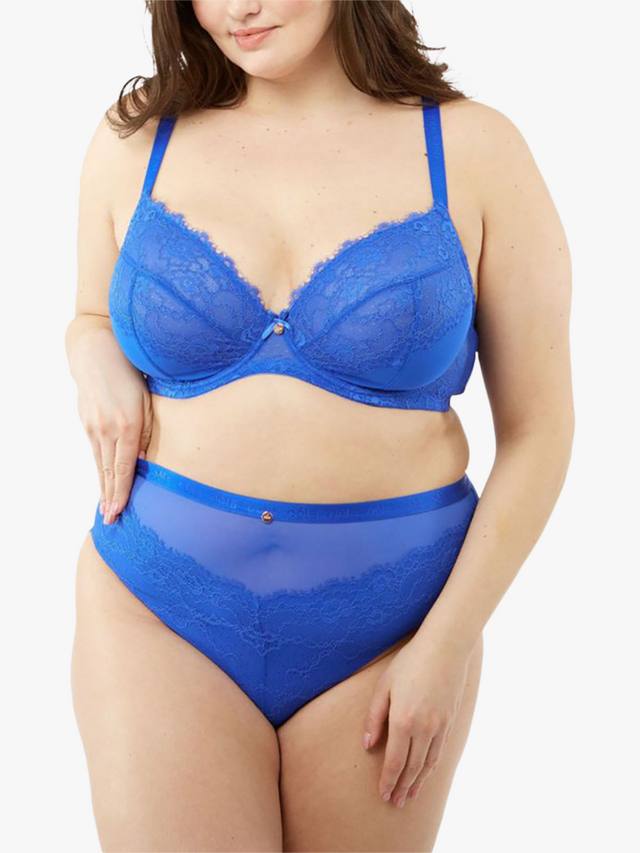 

Высокие трусики с кружевом и логотипом Oola Lingerie, Cobalt