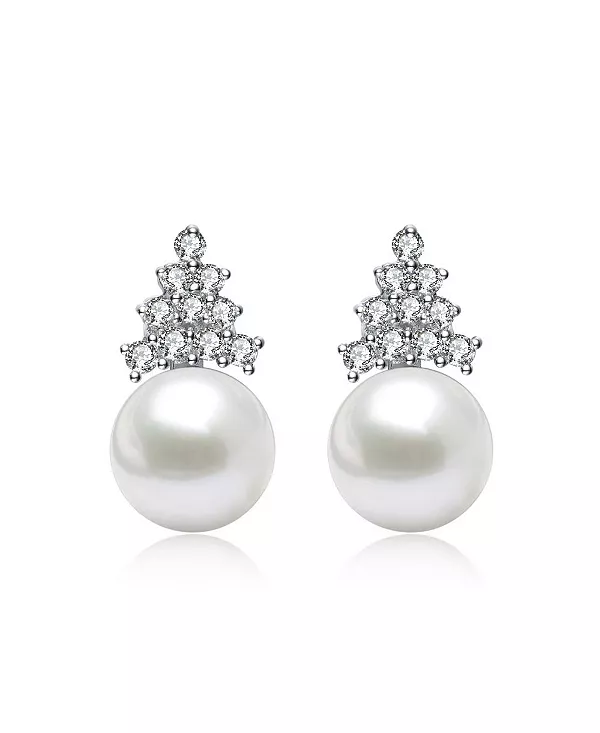 

Серьги из стерлингового серебра с белым золотом и кубическим цирконием Genevive, silver