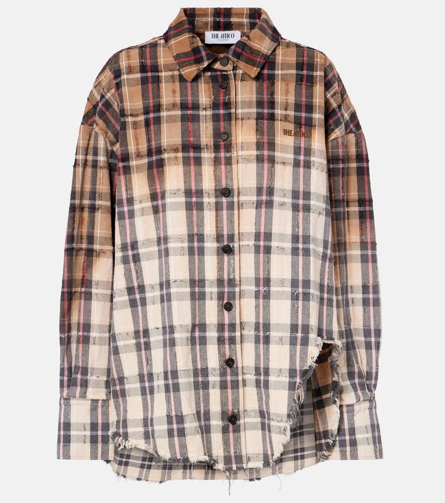 

Хлопковая фланелевая рубашка Diana checked The Attico, Beige And Black