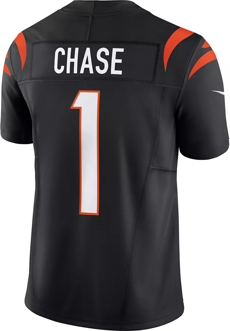 Мужские кроссовки Nike Cincinnati Bengals Ja'Marr Chase #1 Vapor F.U.S.E. Ограниченное черное джерси — фото 2