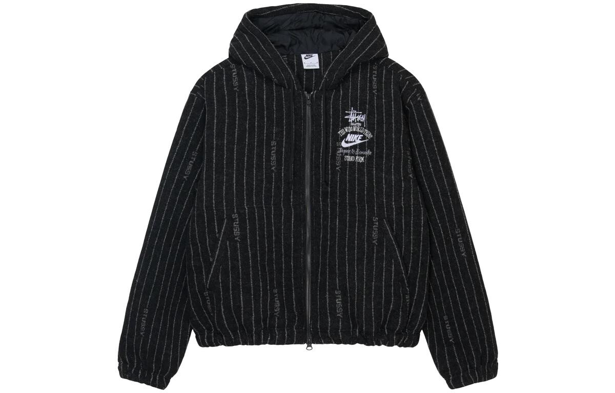 Черная шерстяная куртка в полоску Nike x Stussy, Черный