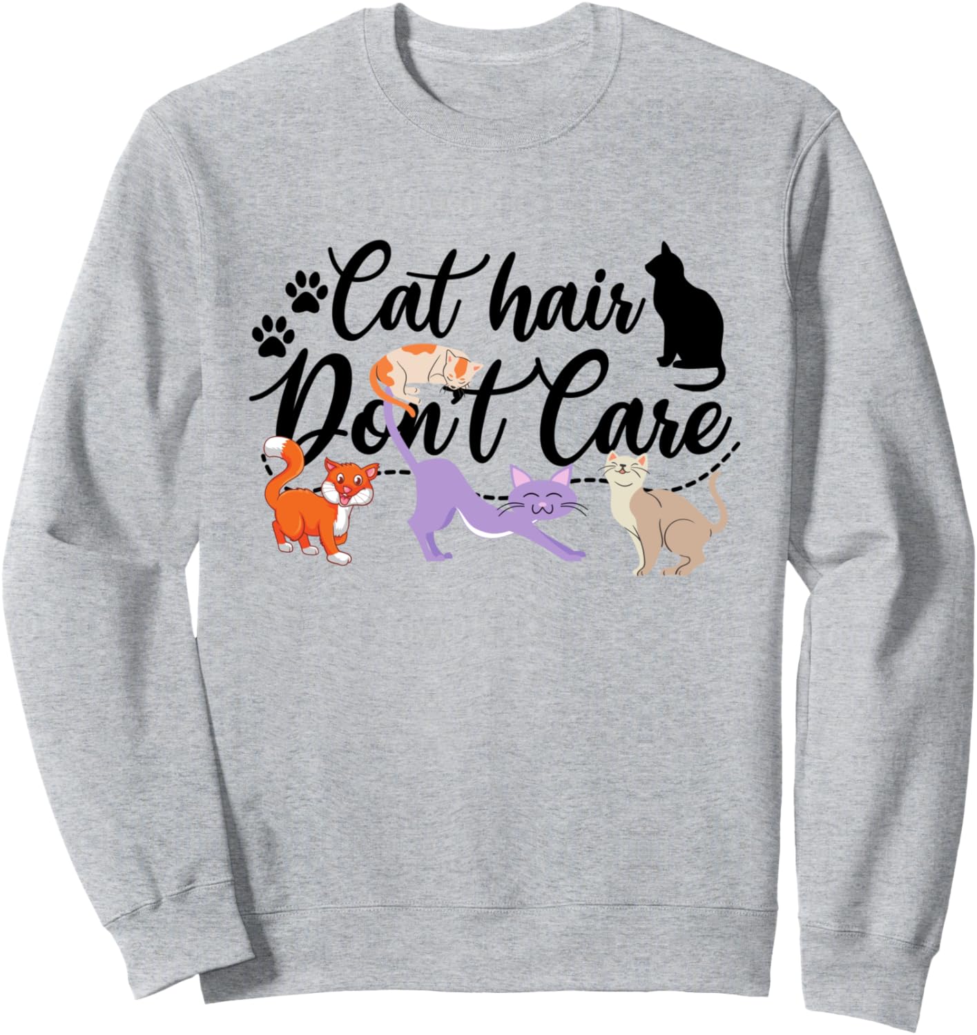 

Кошачья шерсть - это не проблема. Забавная толстовка с принтом кошки для любителей кошек White Beard Art Gifts Stylish Animal Tee Cute, серый