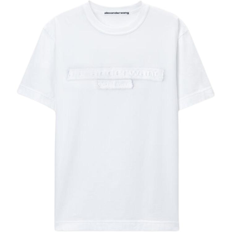 Футболка с коротким рукавом и потертым логотипом Alexander Wang, белая — фото 2