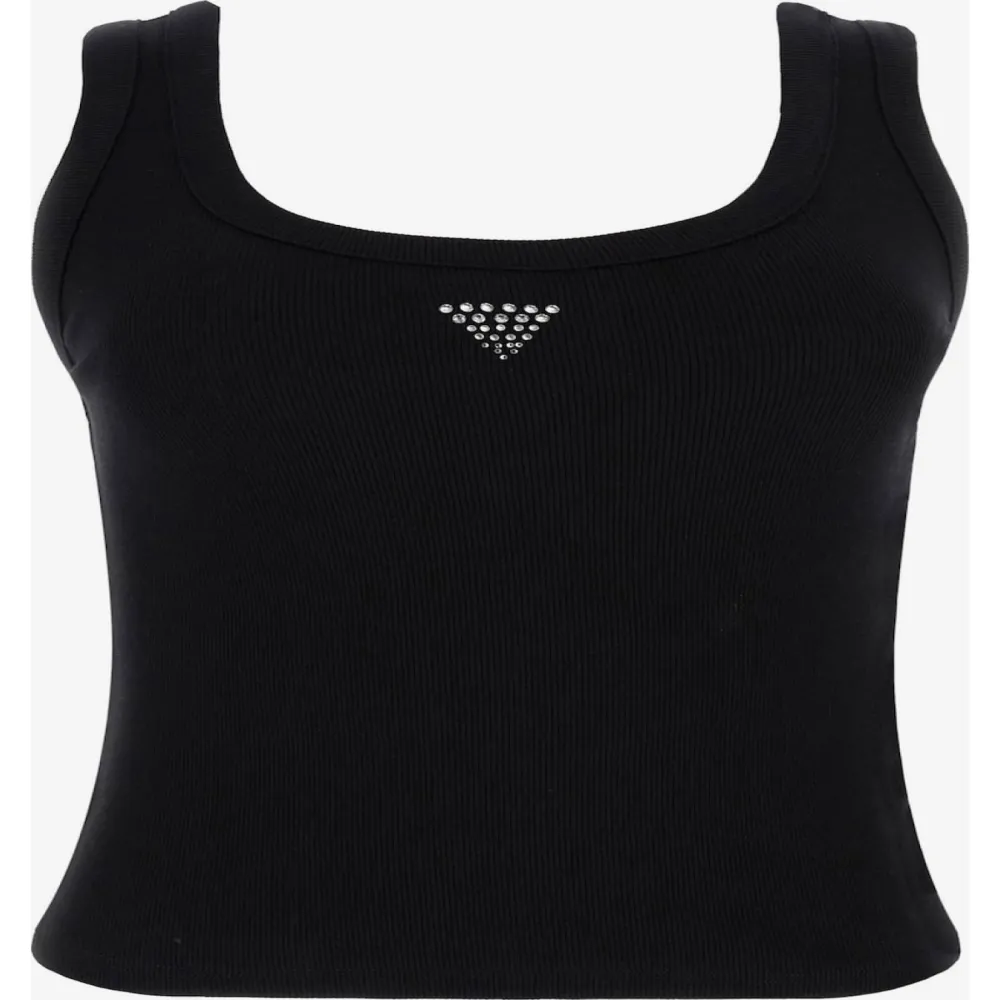 

Футболка без рукавов Guess Triangle Bling Rib, черный