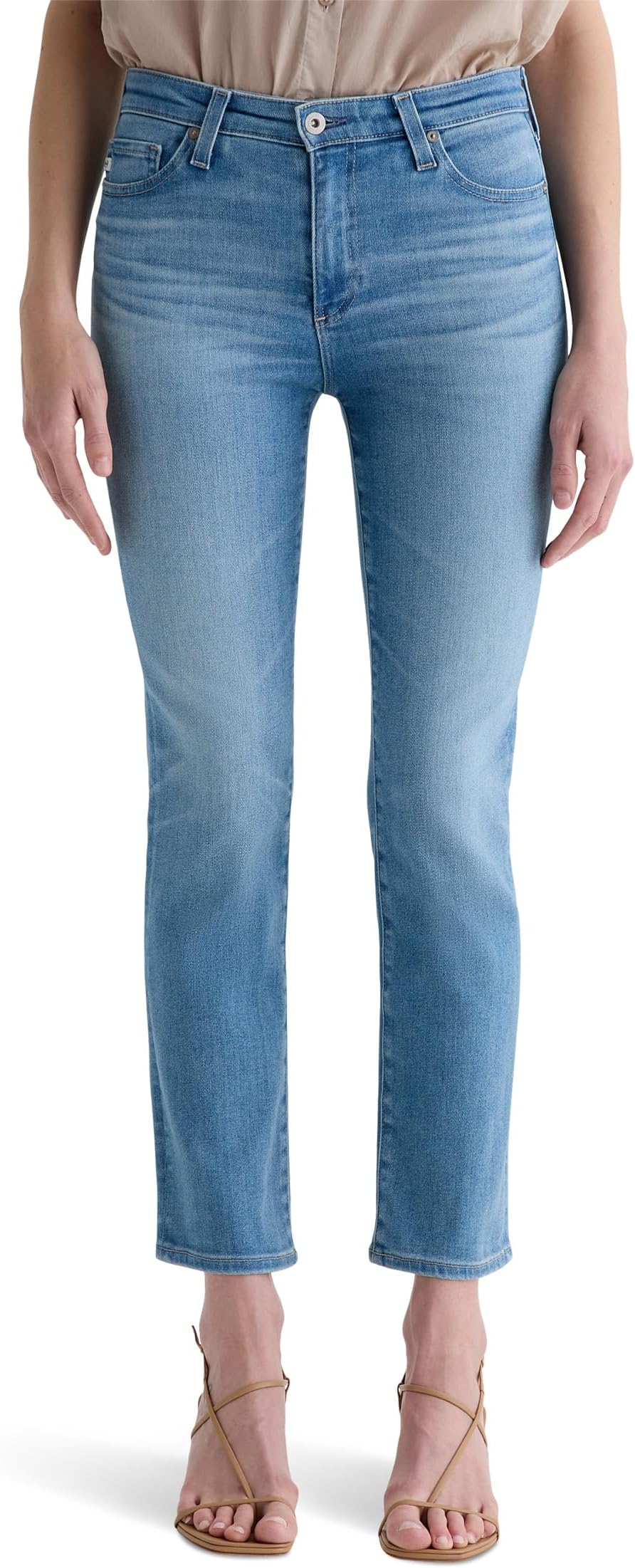 

Джинсы AG Jeans Mari Mid-Rise Slim Straight Crop Jeans in Atlantis, Atlantis