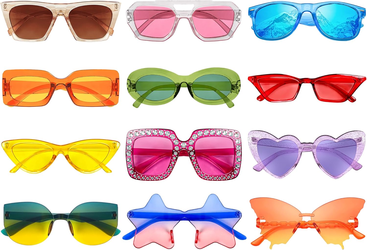 

Солнцезащитные очки Matcheck 12 разных стилей, классические ретро, ​​цветные, для вечеринок, разноцветные, для костюмов, оптом, унисекс, для взрослых, Assorted Transparent Colors