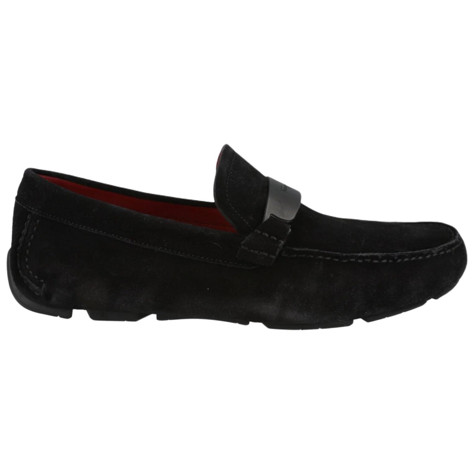 Ferragamo Evolo Suede Loafers мужские черные — фото 3