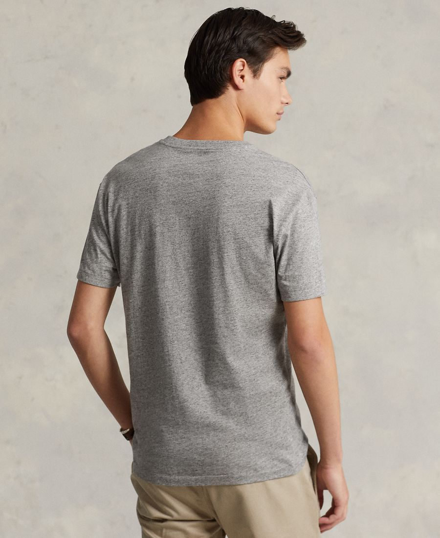Мужская классическая футболка с V-образным вырезом Polo Ralph Lauren, Dark Gray Heather — фото 4