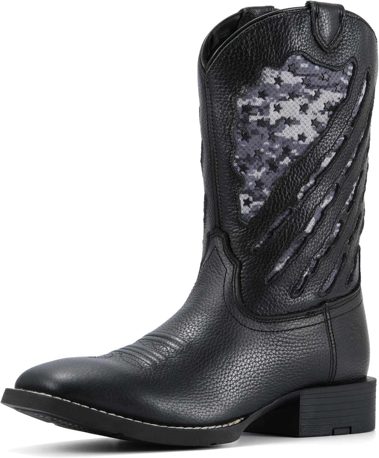 

Ковбойские сапоги SUREWAY с художественными вырезами, мужские сапоги с квадратным носком из кожи высокого качества с флаговым дизайном, маслостойкие и противоскользящие, прочные сапоги Wellington высотой 25 см для мужчин, черный