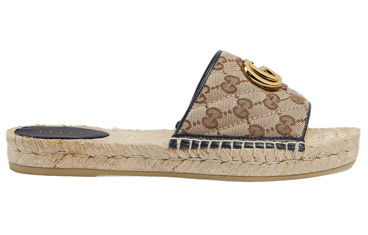 Сандалии (WMNS) Gucci GG matelass canvas espadrille sandal 'Brown', желто-коричневый — фото 2