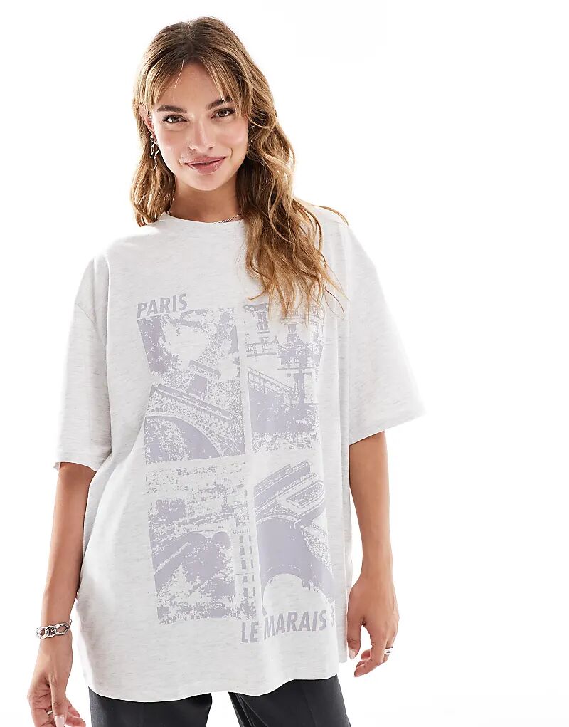 

Футболка оверсайз с фотографией Парижа в ледяном меле ASOS DESIGN