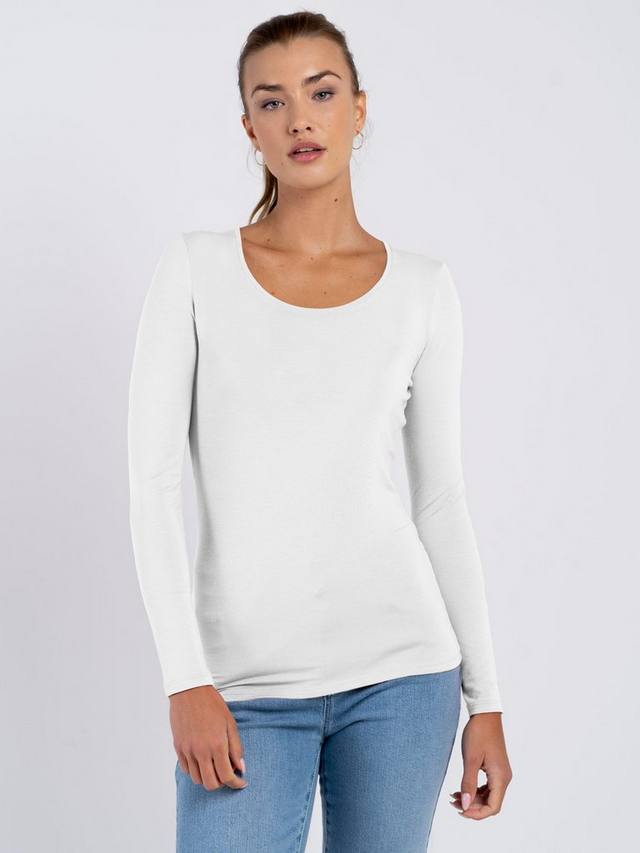 

Шелковая футболка с длинным рукавом и округлым вырезом Celtic & Co., Chalk White