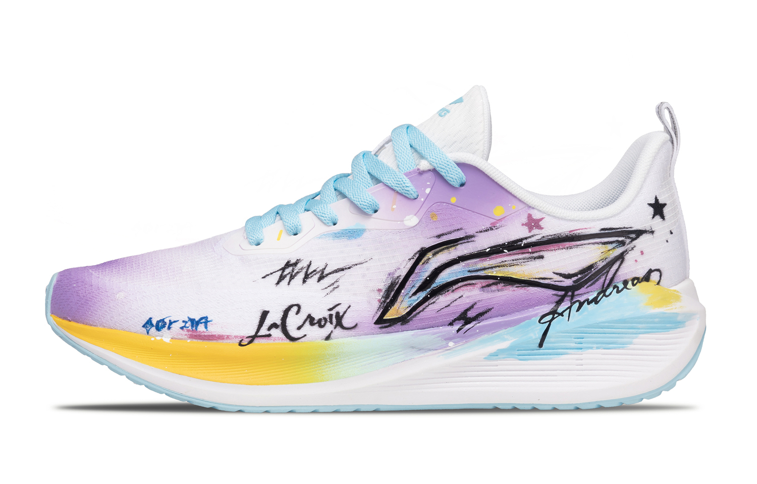 

Мужские низкие повседневные беговые кроссовки LiNing Wuyue с противоскользящей подошвой, воздухопроницаемостью и износостойкостью., розовый фиолетовый