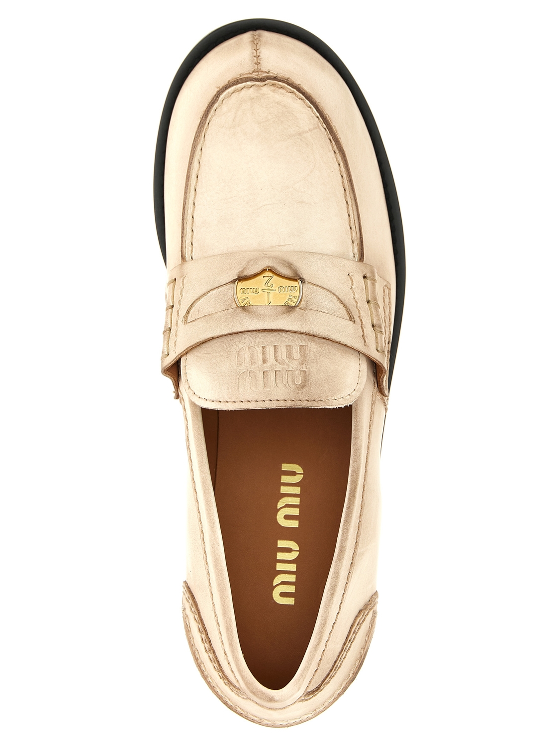 Лоферы из вощеной кожи MIU MIU, белый — фото 4
