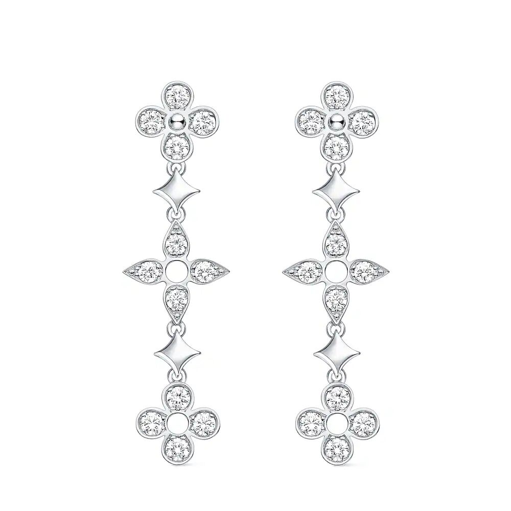 

Серьги Dentelle One Row, белое золото и бриллианты Louis Vuitton, серебряный