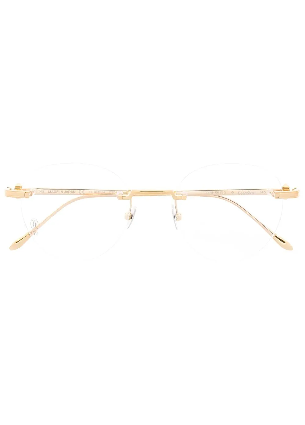 

Очки в безободковой оправе с гравировкой логотипа Cartier Eyewear, золотой