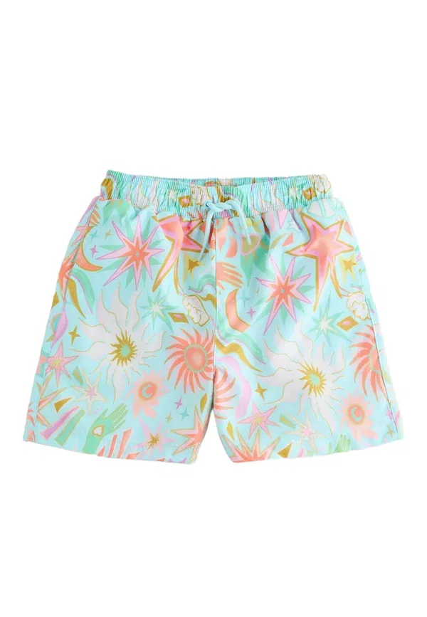 Плавки Regular fit, бренд Never Fully Dressed, модель swimming shorts, цвет синий с узором «звёздный взрыв»