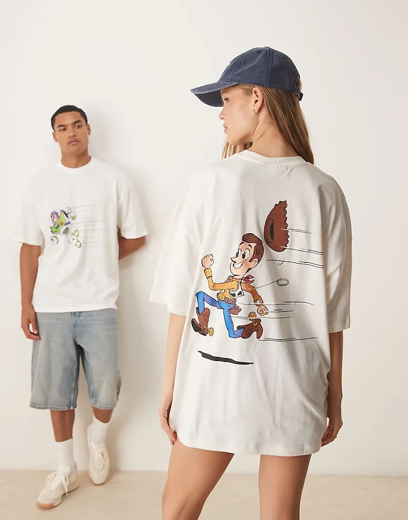 

Футболка свободного кроя ASOS DESIGN Disney Pixar с принтом «История игрушек» кремового цвета