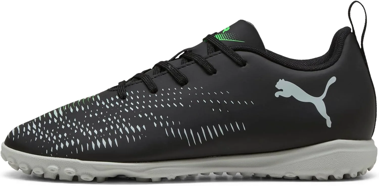 Детские футбольные тренировочные кроссовки Puma Future Play Turf для детей и взрослых, черный/светло-серый/зеленый — фото 2