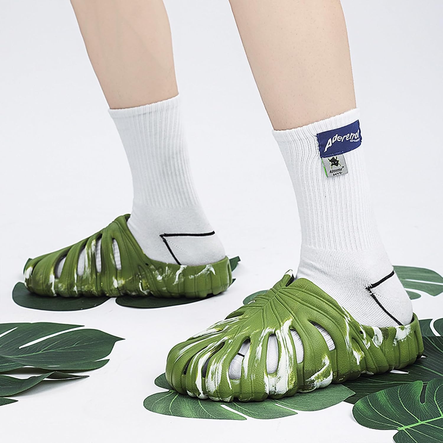 Тапочки Optigard Monstera для женщин и мужчин, толстая подошва из ЭВА, мягкие тапочки Monstera, нескользящие, быстросохнущие, дышащие пляжные шлепанцы Monstera, Greenb — фото 3