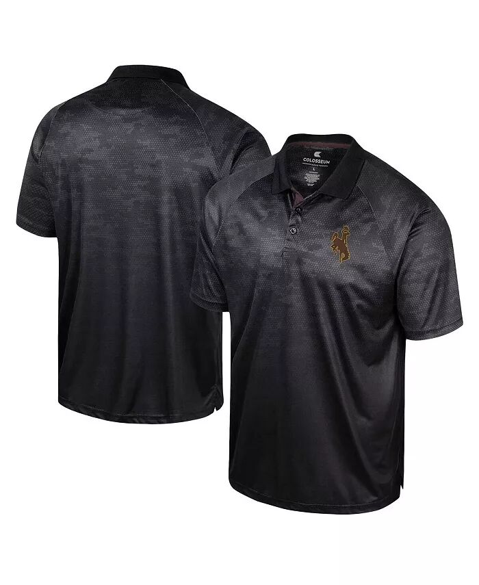 

Мужская черная рубашка-поло Wyoming Cowboys Honeycomb Raglan Colosseum
