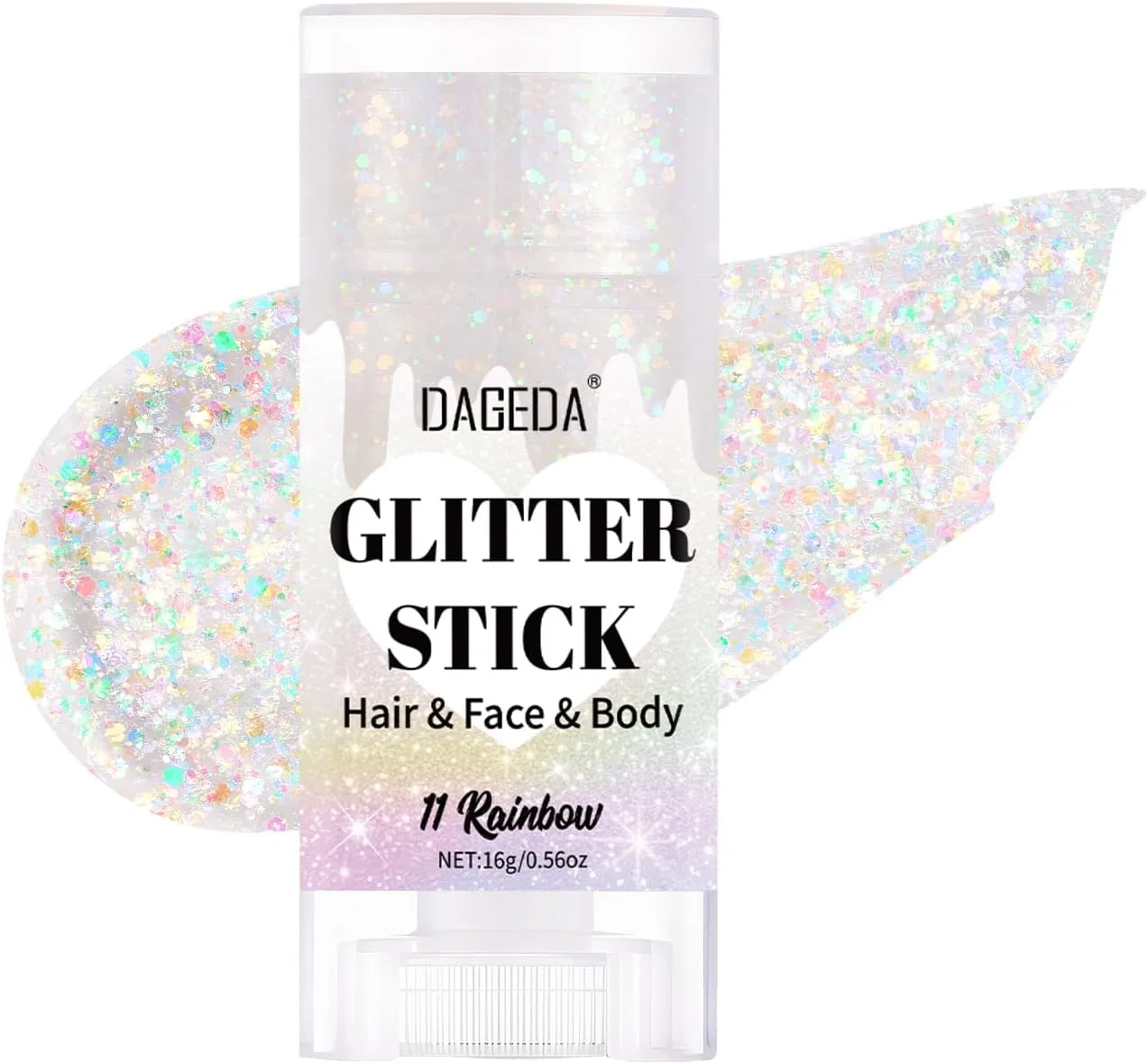 Глиттер-стик для лица и тела Prreal Sparkly Face Glitter Gel Makeup, радужный Prreal, 11 Rainbow
